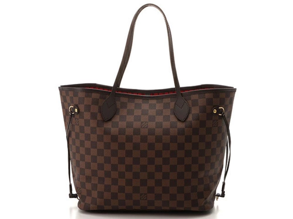 Louis Vuitton Neverfull Damier Ebene Brown Shoulder Bag Leather Brown AH